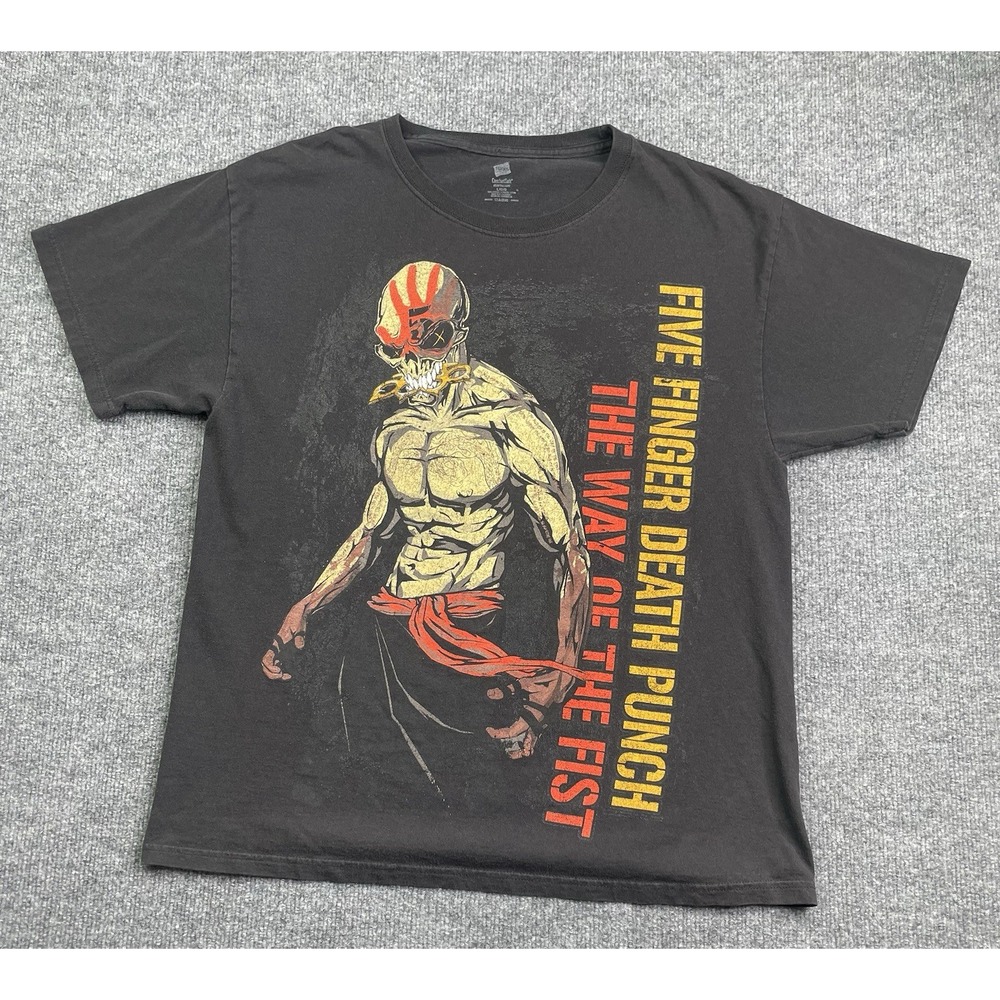 Five Finger Death Punch T Shirt Mens L Black The Way of the Fist Band‎ Graphic
